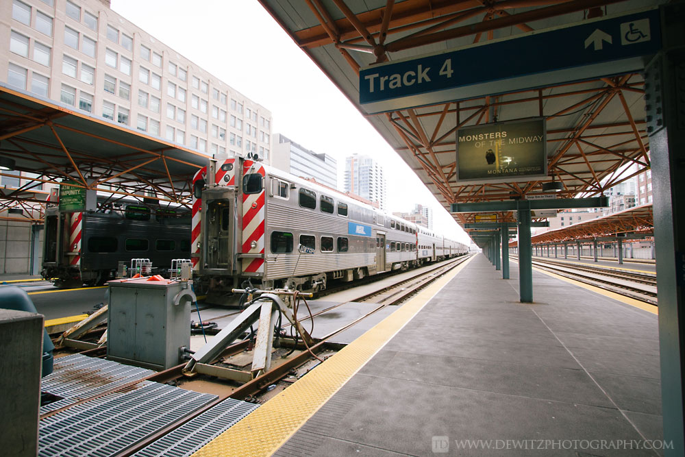 Chicago Union Station Metra Trains Waiting at Station Platforms