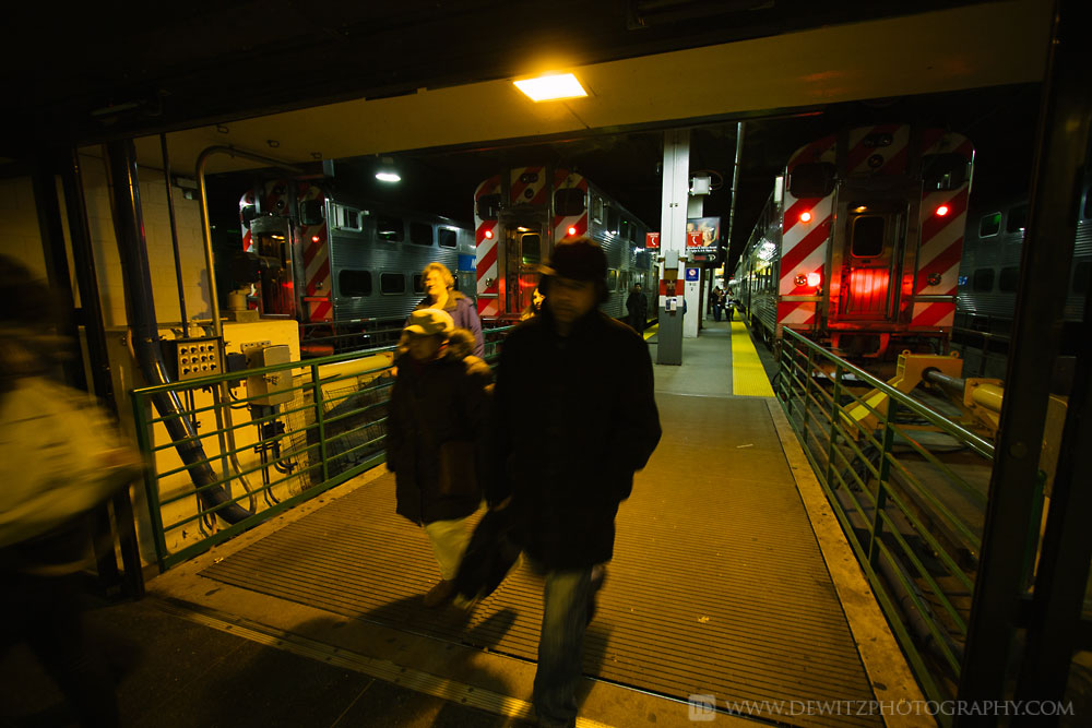 Chicago Union Station Passengers Leaving Metra Boarding Platform