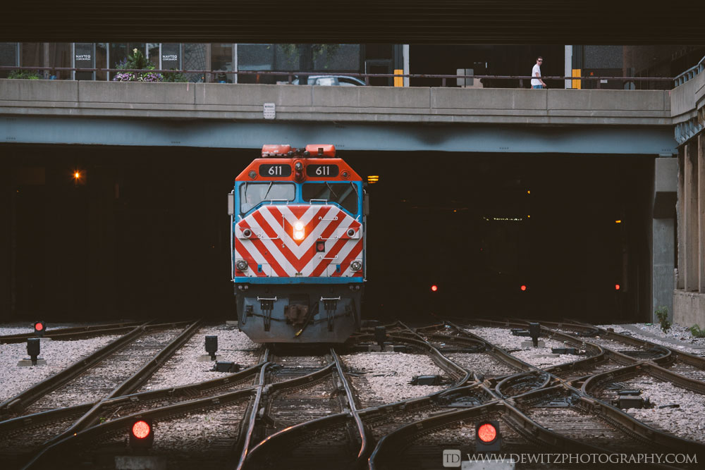 Metra 611 is on the go north out of Chicago Union Station.
