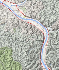 CSX New River Gorge Railroad Terrain Map Charleston