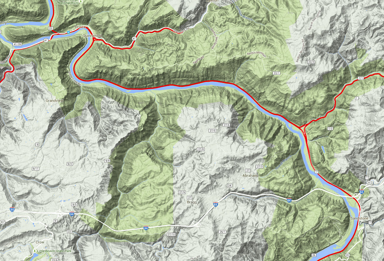 CSX New River Gorge Railroad Terrain Map Prince Sandstone Grandview