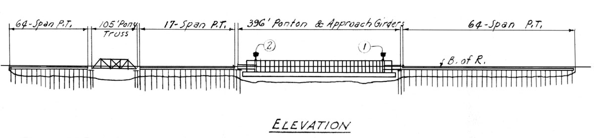 Pontoon Bridge Reeds Landing Blue Print